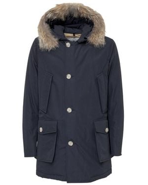 Woolrich Solid Hood Jackets - Blue