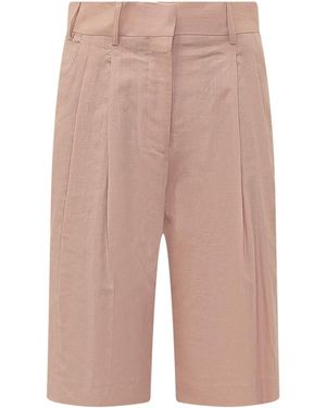 A PAPER KID Solid Pleated Shorts - Pink