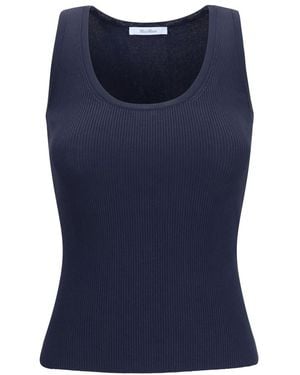 Max Mara Textured Scoop Neck Top - Blue