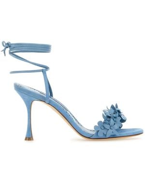 Manolo Blahnik Ankle Strap Heels - Blue