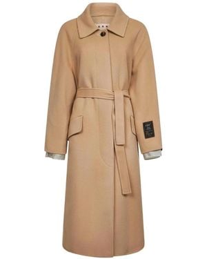 Marni Belted Raglan-Sleeves Coat - Natural