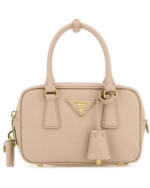 Prada Logo Small Satchel - Natural