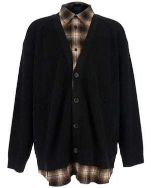 Juun.J V Neck Cardigan - Black