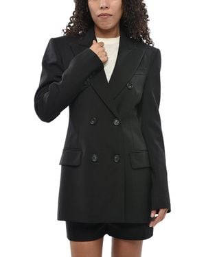 Max Mara Solid Peaked Lapel Blazer - Black