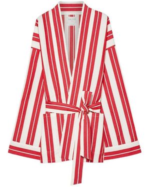 forte_forte Stripes Shawl Lapel Blazer - Red