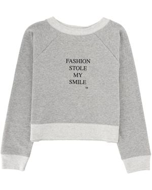 Victoria Beckham Typography Cropped Cotton-Blend Sweatshirt - Gray