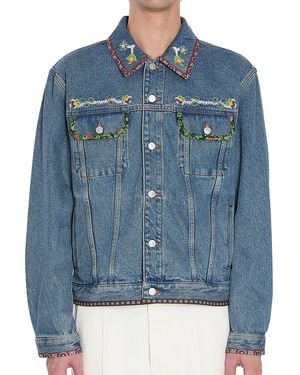 Valentino Embroidered Denim Jacket - Blue