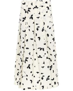 Alysi Printed Midi Skirt - White