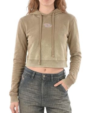 DIESEL Logo Hood Sweatshirt - Brown