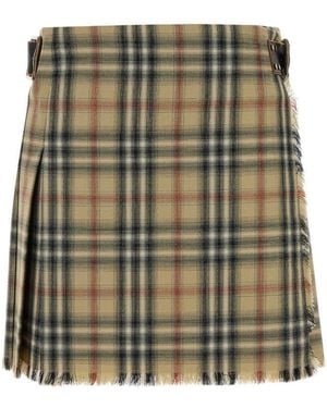 Burberry Check Pattern Mini Skirt - Green