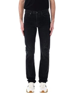 Tom Ford Rid And Repaired Denim Pants With Straight Fit And 5-Pocket Design - Black