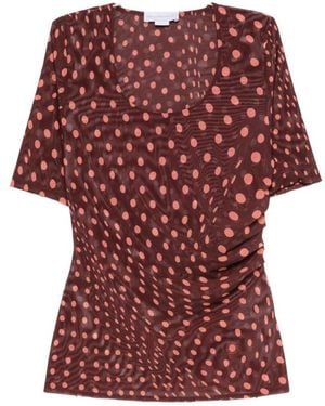 Stella McCartney Polka Dot Scoop Neck Top - Red