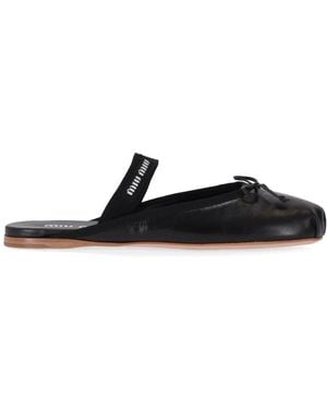 Miu Miu Leather Ballet Flats - Black