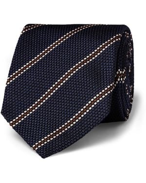 Kingsman Drake'S Striped Woven-Silk Tie - Blue