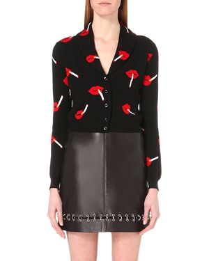Moschino Smoking Lips Wool Cardigan - Black