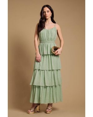 Oasis Strappy Tiered Frill Midaxi Dress - Green