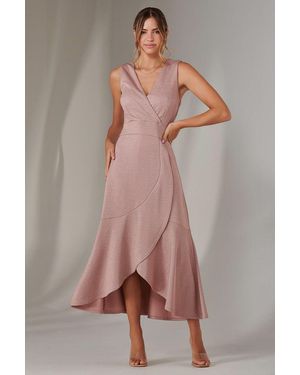 Jolie Moi Wrap Frill Hem Maxi Dress - Pink