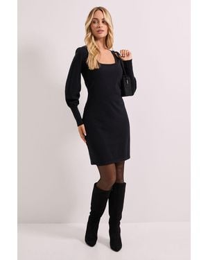 Dorothy Perkins Square Neck Balloon Sleeve Dress - Black