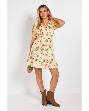 Dorothy Perkins Ruffle Shoulder Puff Sleeve Poplin Mini Dress - White