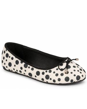 Spot on Polka Dot Bow Ballet Court Shoes - Black