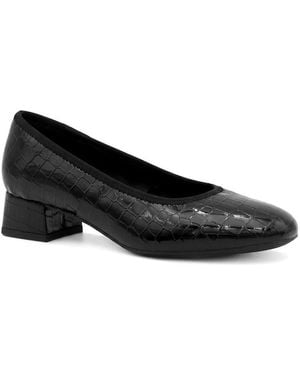 Pavers Smart Patent Block Heel Court Shoes - Black