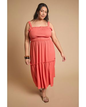 Dorothy Perkins Plus Crinkle Jersey Elasticated Waist Strappy Maxi Dress - Red