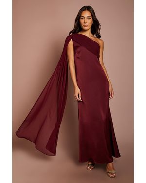Coast Shoulder Chiffon Drape Maxi Dress - Red