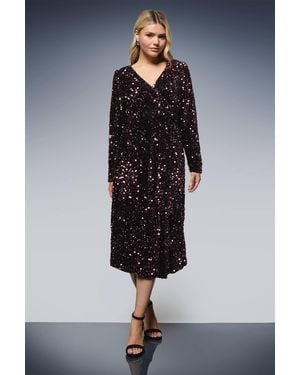 Dorothy Perkins Velvet Sequin Wrap Midi Dress - Blue