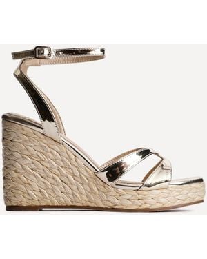 Linzi Tequila Crossover Espadrille Wedges - Natural