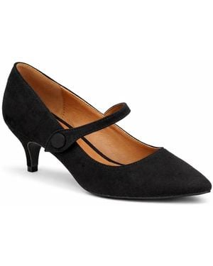 Spot on Mary Jane Strap Mid Heel Court Shoes - Black