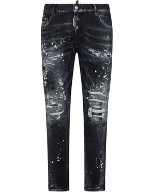 DSquared² Tidy Biker Button Fly Skinny Fit Jeans - Blue