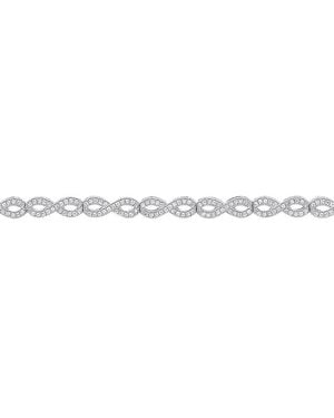 Jewelco London Cz Infinity Figure 8 Eternity Tennis Bracelet 4Mm 7.5 Inch - White