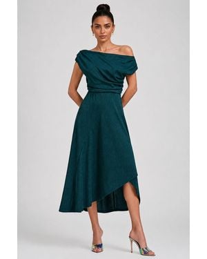 Jolie Moi Draped Jersey Cowl Neck Midi Dress - Green