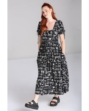 Hell Bunny Love Yourself Printed Maxi Dress - Black