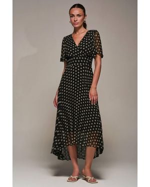 Jolie Moi Chiffon Pleated Dip Hem Maxi Dress - Black