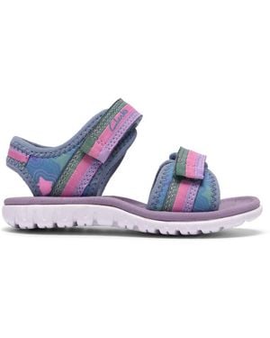 Clarks Surfingtide T. Denim Flat Sandals - Purple