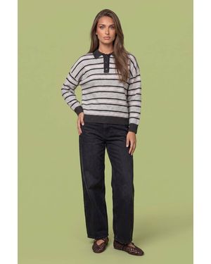 Urban Bliss Wool Blend Stripe Contrast Rugby Jumper - Green