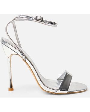 Public Desire Public Desrie Soho Metallic Barely There Strappy Stiletto Heels - White