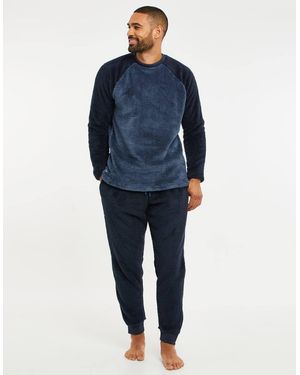 Threadbare Borg Raglan Sweatshirt Lounge Set - Blue