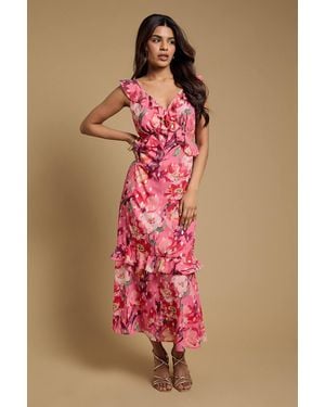 Dorothy Perkins Petite Dp Luxe Ruffle Flutter Frill Tiered Hem Midi Dress