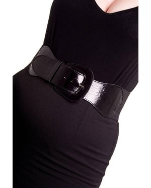 Hell Bunny Rodeo Style Faux Leather Belt With Elastic Back & Buckle Fastening - Black