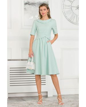 Jolie Moi Anica Fold Neck Dress - Green