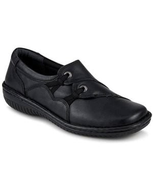 Pavers Loretta Wide Fit Leather Handmade Slip-Ons - Black
