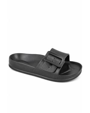 Spot on Adjustable Buckle Comfort Slide Sandals - Black