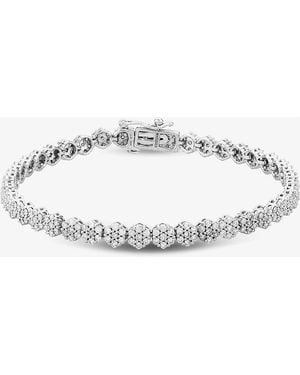 T.H.Baker 9Ct 3.00Ct Diamond Flower Cluster Tennis Bracelet Th0122523 - Metallic