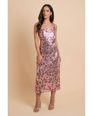 Dorothy Perkins Dp Luxe Sequin Strappy Midi Dress - Pink