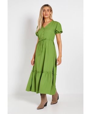 Dorothy Perkins Drawstring Waist Bubble Sleeve Midi Dress - Green