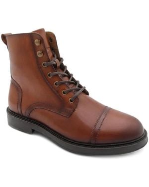 Jones Bootmaker Davide Leather Wide-Fit Military Boots - Brown