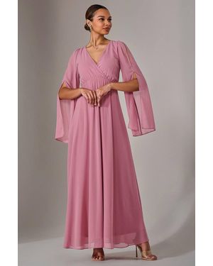 Jolie Moi Chiffon Cap Sleeve Maxi Dress - Pink