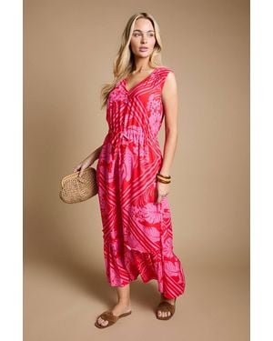 Dorothy Perkins Tropical Sleeveless Drawstring Waist Tiered Maxi Dress